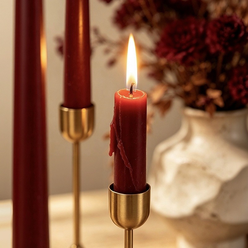 Burgundy Taper Candles, Long S - Silk Candle ulasan dan harga