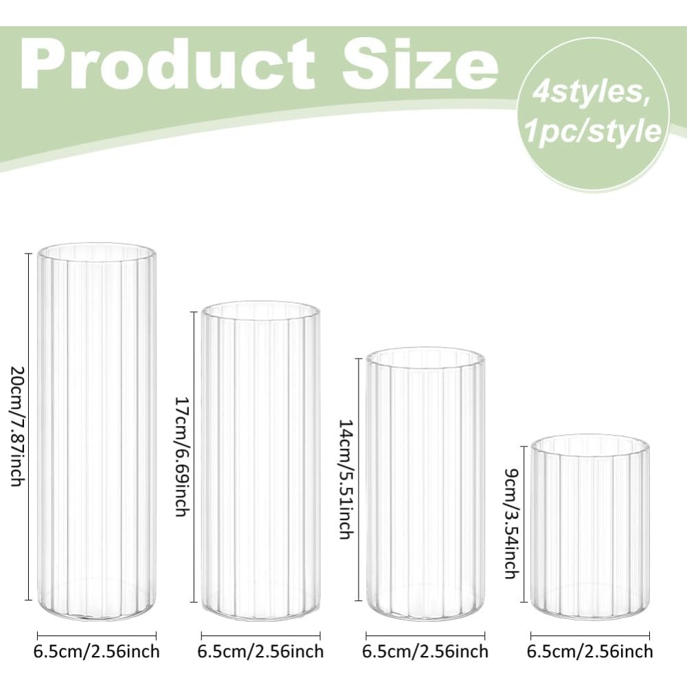 4 Size Glass Cylinder Vases 3. - Candle Containers ulasan dan harga