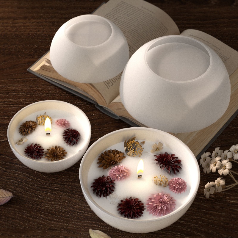 Round Candle Bowl Concrete Sil - Candle Containers ulasan dan harga